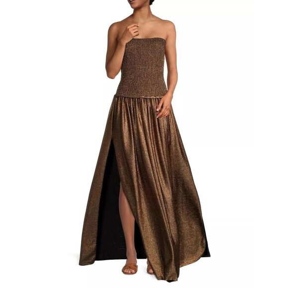 Ramy Brook Women’s Calista Metallic Smocked Maxi Dress XXS $345 - Picture 2 of 12